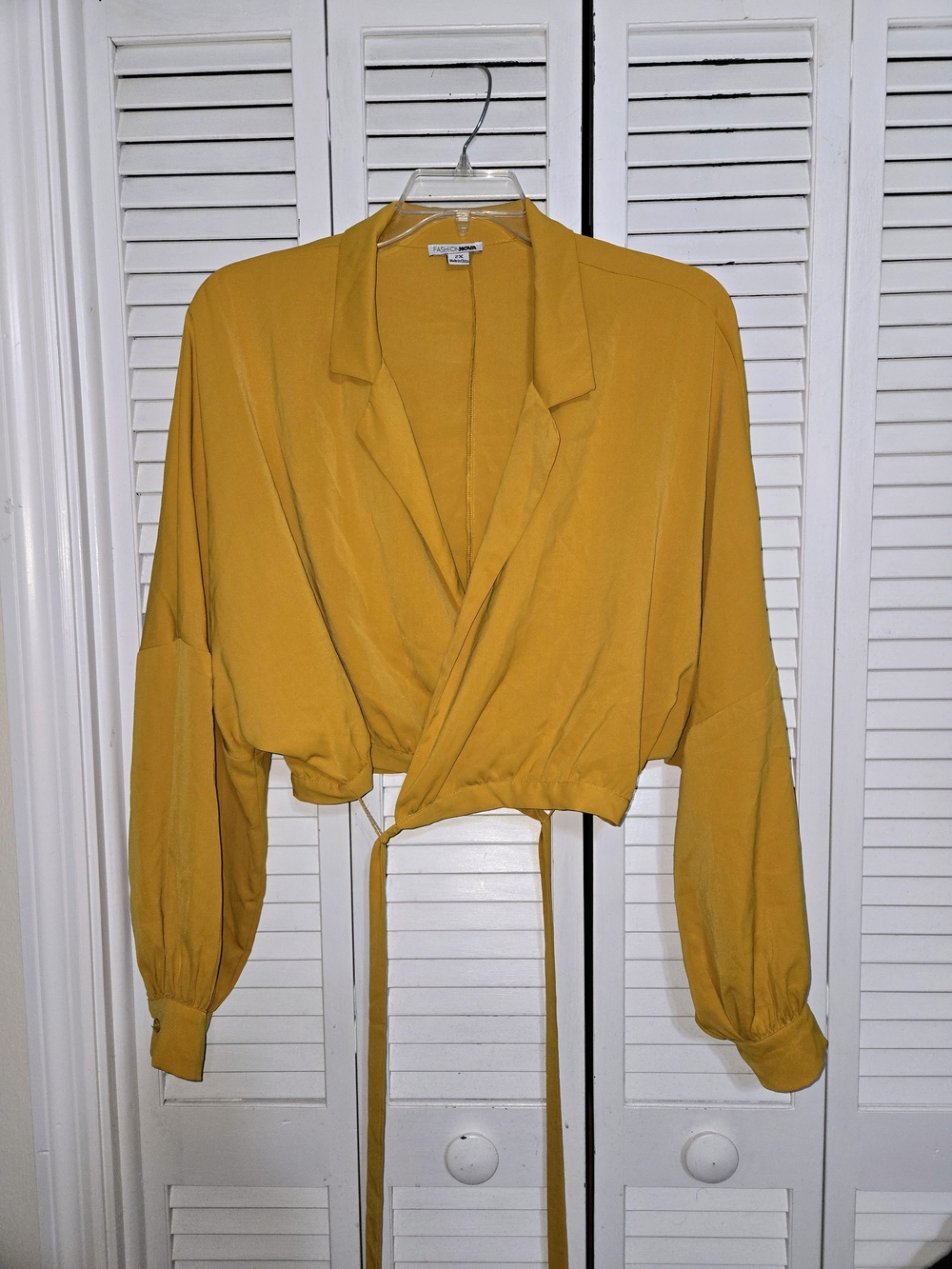 Fashion Nova Women's 2X Blind Date Mustard Wrap Blouse
